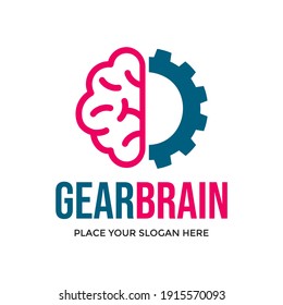 Brain gear vector logo template. This design use cog symbol. Suitable for technology. 