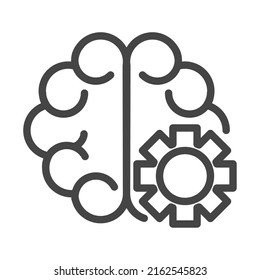 brain with gear wheel on white background