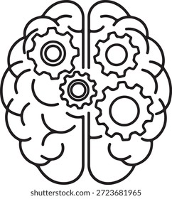 Engranajes cerebrales con un esquema conceptual que representa el proceso de pensamiento y la mecánica inteligente