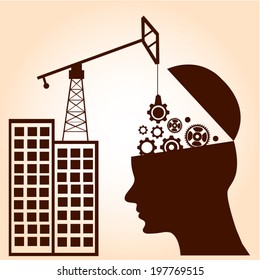 Brain gears construction. Intelligence Concept. Business concept. vector