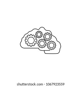 brain and gears icon. Element of idea and solutions for mobile concept and web apps. Thin line  icon for website design and development, app development. Premium icon on white background