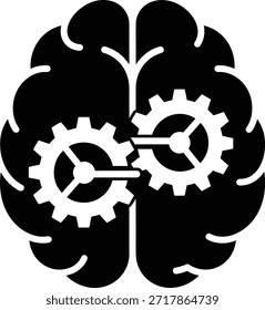 Brain gears icon featuring ingenious robotic thinking mechanical solutions automation intelligence representing machine aptitude creativity system problem solving intellect learning.