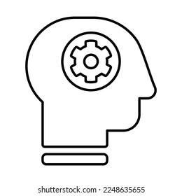 Brain With Gears Icon In Line Style