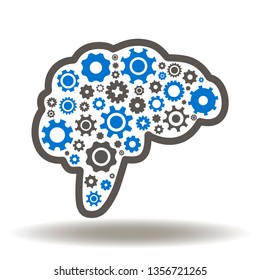 Brain gears icon vector. Artificial intelligent logo. Creativity innovation illustration.