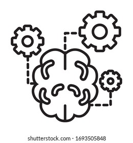 Gehirn mit Zahnräder Strichsymbol Vektorillustration Design