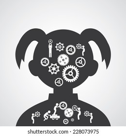 Brain gears symbol concept for idea  