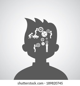 Brain gears symbol concept for team work 