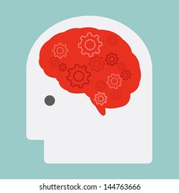 brain and gears, vector