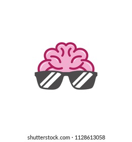 Brain geek logo design template