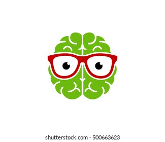 Brain Geek Brain Nerd Logo Design Template