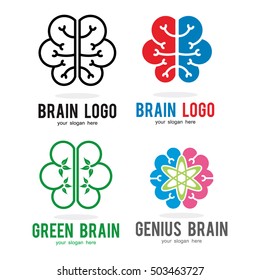 BRAIN GENIUS IDEA LOGO ICON TEMPLATE SET
