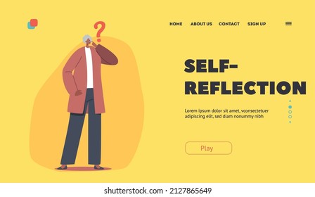 Brain Geriatric Illness Landing Page Template. Old Pensive Grandmother Character Trying to Remember smth. Senior African Woman Suffer of Alzheimer Mental Problems. Cartoon People Vector Illustration