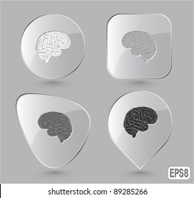 Brain. Glass buttons. Vector illustration.