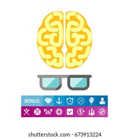 Brain with glasses