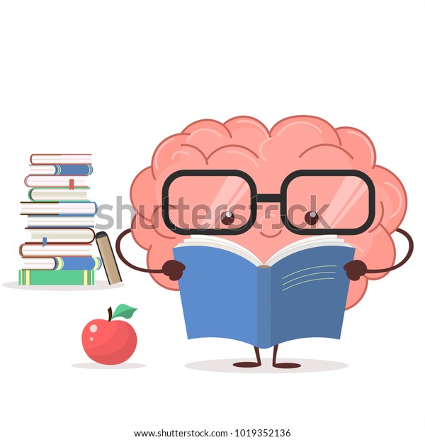 Brain Glasses Book On White Background Stock Vector (Royalty Free ...