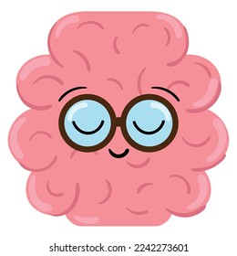 brain with glasses icon isolated
