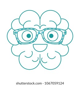 brain with glasses kawaii character