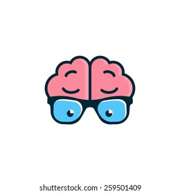  Brain with glasses. Science logo