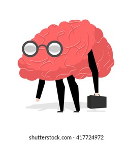 Brain glasses. Smart professional. Very cute manager. Egghead with ase. Business scientific figure. Central body of human nervous system
