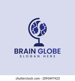 Plantilla de logotipo del cerebro con globo, Perfecto para la educación, la salud, la medicina o relacionada con el cerebro.