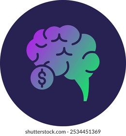 Brain Glyph Circle Gradient Icon