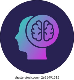 Brain Glyph Circle Gradient Icon