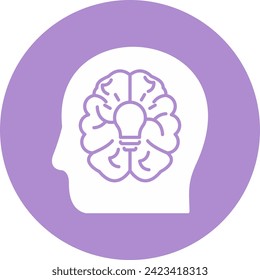 Brain Glyph Circle Style Icon
