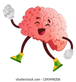 El cerebro va por un paseo, ilustración, vector sobre fondo blanco.