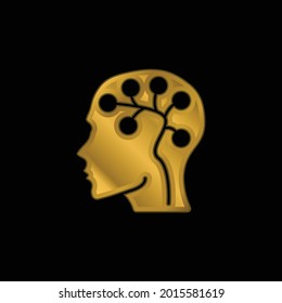 Brain gold plattierte Metallic-Symbol oder Logo-Vektorgrafik