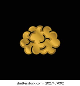 Brain gold plated metalic icon or logo vector