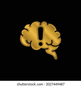 Brain gold plated metalic icon or logo vector