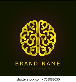 Brain golden metallic logo