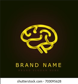 Brain golden metallic logo