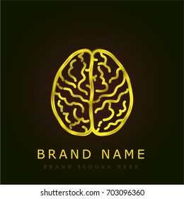 Brain golden metallic logo
