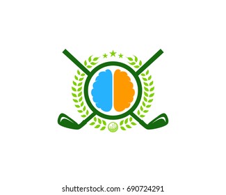 Brain Golf Icon Logo Design Element