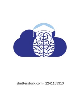 Gehirn- und Graduierungskappe mit Cloud-Icon-Design. Design des Bildungs- und institutionellen Logos.	