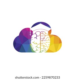 Brain and graduation cap with cloud icon design. Educational and institutional logo design.	