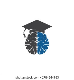 Brain and graduation cap icon design. Educational and institutional logo design.