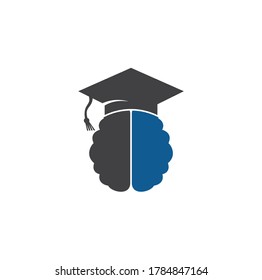 Brain and graduation cap icon design. Educational and institutional logo design.