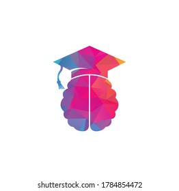 Brain and graduation cap icon design. Educational and institutional logo design.