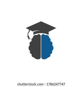 Brain and graduation cap icon design. Educational and institutional logo design.