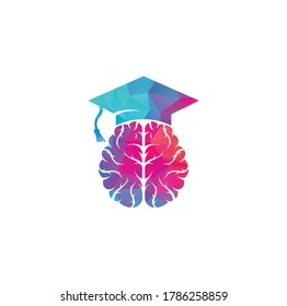 Brain and graduation cap icon design. Educational and institutional logo design.