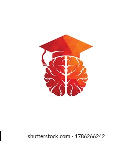 Gehirn und Graduierung Mütze Symbol Design. Design des Bildungs- und institutionellen Logos.