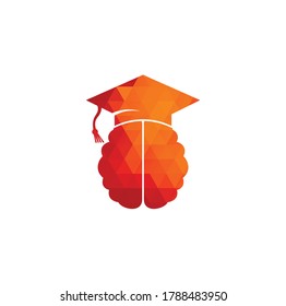 Brain and graduation cap icon design. Educational and institutional logo design.