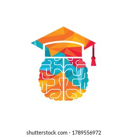 Brain and graduation cap icon design. Educational and institutional logo design.