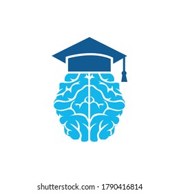 Brain and graduation cap icon design. Educational and institutional logo design.
