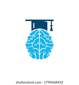 Brain and graduation cap icon design. Educational and institutional logo design.	