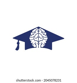 Brain and graduation cap icon design. Educational and institutional logo design.