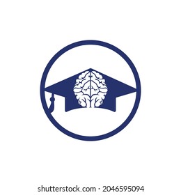Gehirn und Graduierung Mütze Symbol Design. Design des Bildungs- und institutionellen Logos.