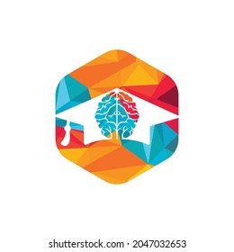 Diseño del icono del tapón de cerebro y graduación. Diseño de logotipo educativo e institucional.